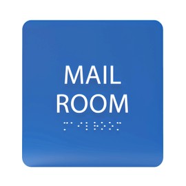 ADA CENTRAL SIGNS - 6" X6" Mail Room Sign - ADA Compliant Tactile Graphics Grade 2 Braille Text Acrylic Wall Signs - Mail Packages, Sorting Distribution, Postal Envelopes, Parcels Services Door Sign