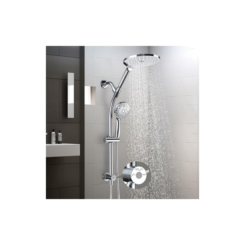 7.5" Rotatable Dual Shower Head with Handheld Combo, Kids Friendly