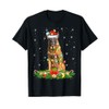 Belgian Malinois Dog Christmas Lights Funny Santa Hat Xmas T-Shirt