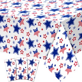 Mixweer 3 Pcs 4th of July Tablecloth 54 x 108 Inch Patriotic Memorial Day Table Cover Independence Day Table Cloth Disposable Rectangle Patriotic Tablecloth for Independence Day Party Supplies