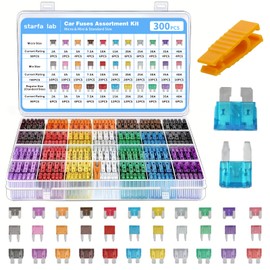 300pcs Car Fuses Kit, 160 Mini & 90 Standard & 50 Micro Blade Fuses Assorted Set, 2A-40A, Automotive Replacement Kit For Car Boat RV Truck Motorcycle with Puller Extraction Tool & Storage Case