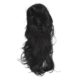 Black Wavy Long Hair Fashionable Breathable Mesh Safety Black Curly Synthetic Hair for Daily Life Dating