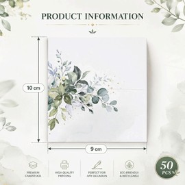 JOVYTH Segnaposto 50 Pz Carta Spessa, Cartellini Tavolo Verde Foglie per Tableau Matrimonio, Bigliettini Bomboniere ad Alta Leggibilità per Feste Formali