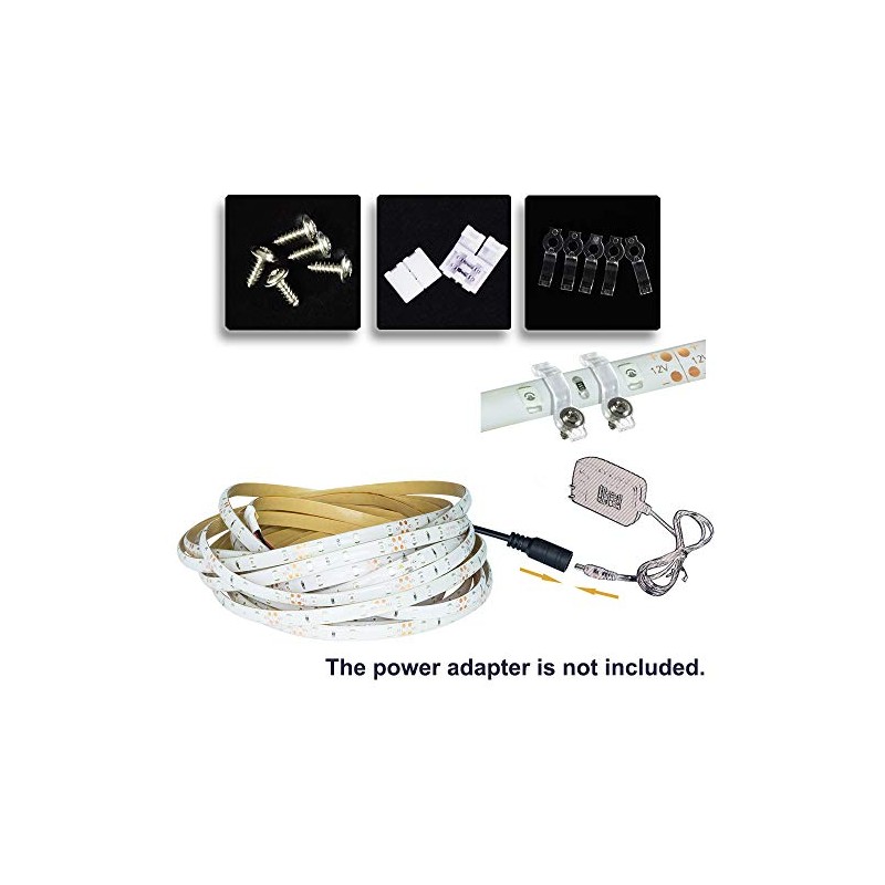 Water-Resistance IP65, 12V Waterproof Flexible LED Strip Light, 16.4ft/5m Cuttable