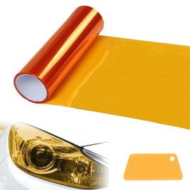 1 Pcs Car HeadLight Tint Film 12 X 48inch,Cuttable&Stretchability Car Headlight Taillight Fog Light Vinyl Wrap Protector,Non-Marking Self-Adhesive Decals Car Decor mit squeegee,Amber,Orange