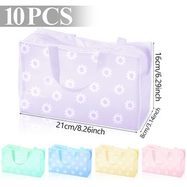 Cosmetic Bag Transparent Daisy Flowers Travel Toiletry Bag Set, 5 Colours, 10 Pieces Toiletry Bag PVC with Zip and Handle for Travel, Business Trip Storage, 21 x 8 x 16 cm, multicoloured, Cosmetic bag