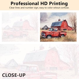 American Farm DIY Paint by Numbers for Adults Red Barn vintage Truck Paint by Numbers Kits with Paintbrushes and Acrylic Pigment 16X20 Inch Flameless Canvas Wall Decor Oil Painting for Friends Family