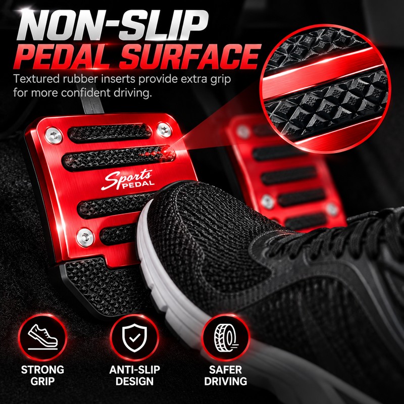 Non-Slip Aluminum Car Pedal Covers for Automatic & Manual Cars