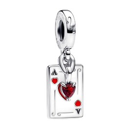 PAGOGO Queen Hearts Double Dangle Charm for Women Bracelets and Necklaces in 925 Sterling Silver,Jewelry Dangle Beads for Women Bracelet Necklace