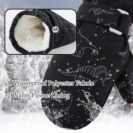 Peecabe Baby Boys Girls Winter Gloves Warm Fleece Toddler Mittens for Kids Unisex Waterproof Snowboard 1-5 Years (Black, 2-3 Years)