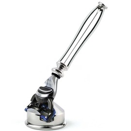 Edwin Jagger Chatsworth Chrome Handle & Stand Compatible With GIllete Fusion Cartridges (Chrome)