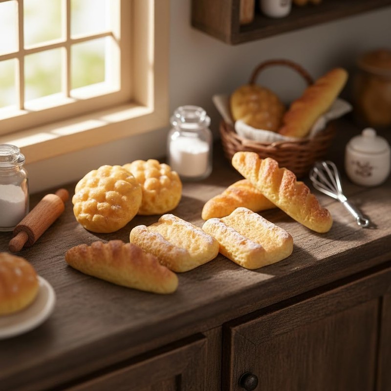Hyper-Realistic Miniature Bread Set, 1/12 Scale Resin Food Props for