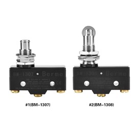 Garosa 250V 15A Large Current Normally Open Micro Switch Roller Type Momentary Limit Switch Dual Type Breaking Miniature Snap Action Switch with Silver Contacts (BM-1308)