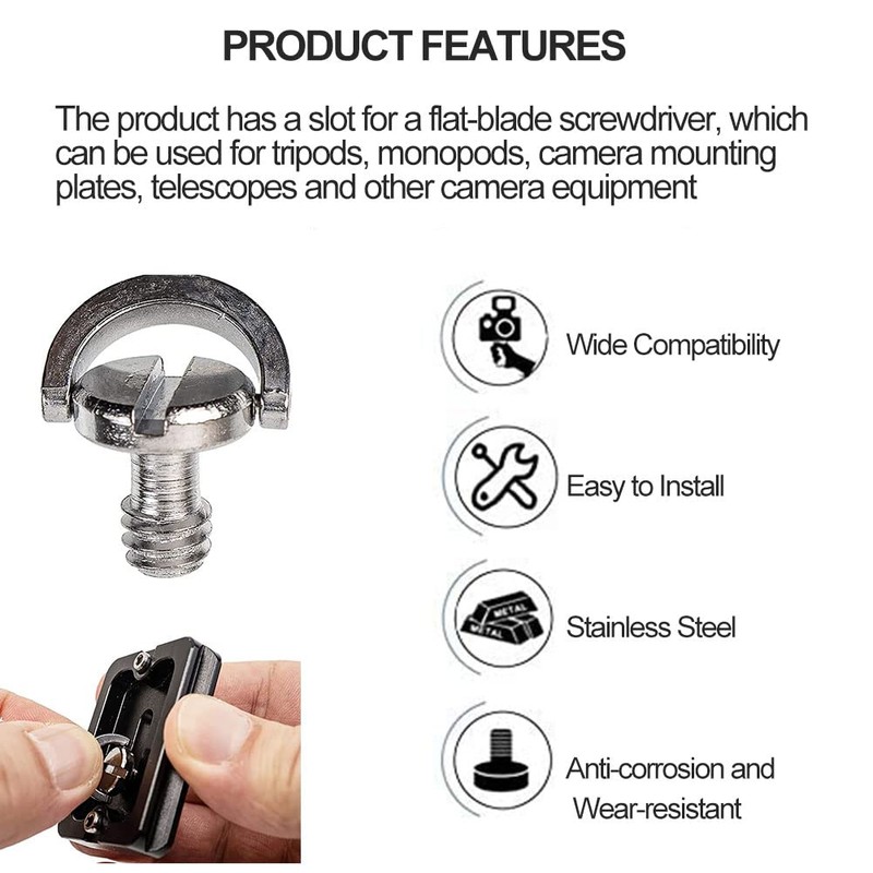 Tripod Screw, Camera Mounting Screw Camera Tripod Thread Adapter, Stainless