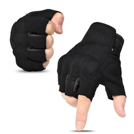 Harssidanzar Fingerless Motorcycle Gloves for Men with Motocross Bike Racing Off-Road Mountain Biking and Cycling SM059EU, Black, Size XL