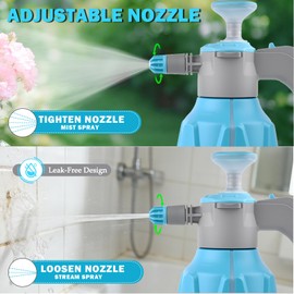 GESTONE Hand Pump Sprayer 1/2 Gallon, 68 Oz Leak-Proof Water Mister Spray Bottle, 2L Handheld Garden Pressure Sprayer in Lawn and Garden, with Adjustable Nozzle, Extended Spray Rod & Safety Valve