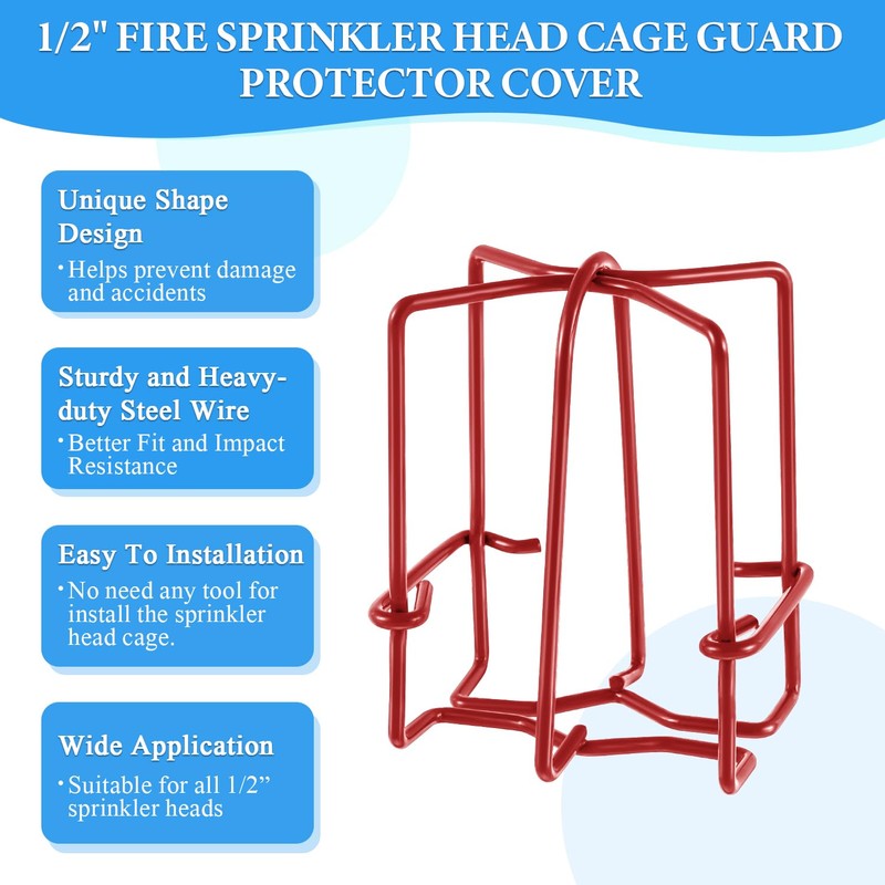 Shimeyao 8 Pcs 1/2" Red Fire Sprinkler Head Cage Guard