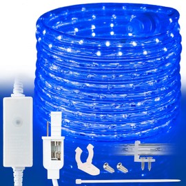 West Ivory 1143LEDs, 150ft Blue Outside LED Rope Light, 8 Modes, Connectable Outdoor Permanent Waterproof Accent Exterior Lighting, PVC Case, Holiday, Backyard Patio, Home Garden, Decorative