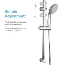 OFFO Shower Slide Bar 24 in Segmental Slide Bar Adjustable Installation Distance 18-24 in with 360° Adjustable Handheld Shower Head Holder for Bathroom, Screw Wall Mounted, Chrome Finish