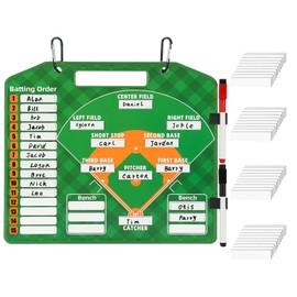 UgyDuky Magnetic Baseball/Softball Lineup Board – Double-Sided Dry Erase Coaching Clipboard with 30 Lineup Cards, 2 Markers, and Hooks – Tactical Dugout Board for Baseball & Softball Coaches, 32x28CM