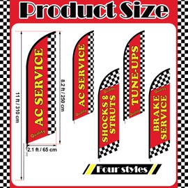 HunnmingRe 4 Set 11ft Auto Repair Shop Feather Flag Kits for Business Advertisement; Includes 4 Vibrant Feather Flags, 4 Stainless Steel Poles, 4 Ground Spikes Large Open Sign Advertising Flags