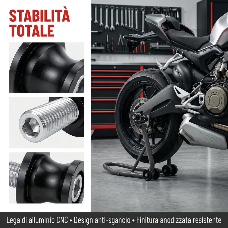 Leiwee Cavalletto Moto Posteriore, Nottolini Cavalletto Moto in Alluminio CNC