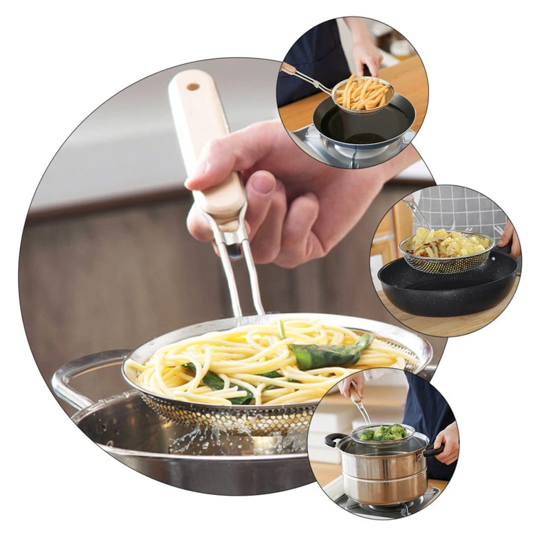 BIUDECO Stainless Steel Colander Fine Mesh Strainer Kitchen Gadget Long