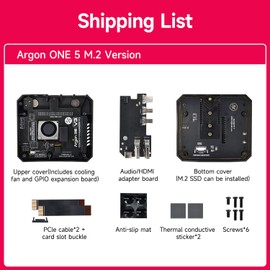Yahboom Argon ONE V3 M.2 Case Raspberry Pi 5 Case Aluminium Alloy Case, with Cooling Fan, for RPi5 NVME M.2 SSD PWM Cooler PCIE, with M.2 SSD Slot Magnetic Upper Vover