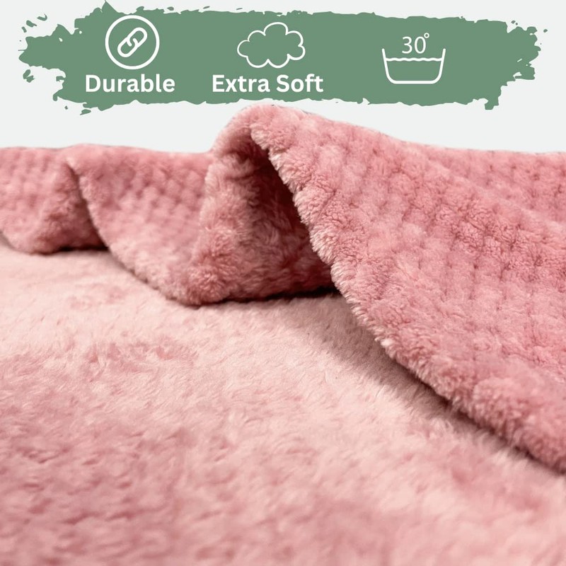 Bear & Panda Waffle Flannel Fleece Mink Throw - Sofa/Bedspread/travel