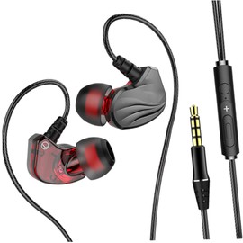 LABRIMP Ear Sports Headset with Mic Type Earbuds for Phone Tablet Ergonomic Fit for Running Workout Tangle Cable Powerful Bass Sound