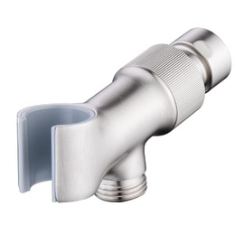 Brushed Nickel Metal Shower Head Holder - Adjustable Mount for Connecting Shower Arm and Hose, Wand Bracket with Swivel Ball Connector