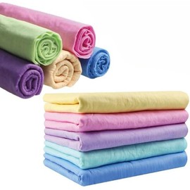 GEARS Chamois Towel, Size L, Set of 2, Swim Towel, Sports Towel, Large, Large, Water Absorbent, Quick Drying, Hair, Car, Wash, Window, Washroom, Pool, Sports, Plain, Pet, Blue & Green