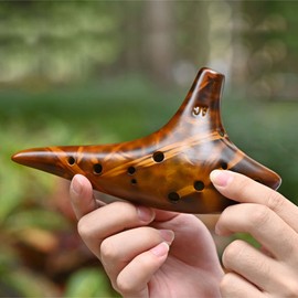 Ocarina,12 Holes Alto C Key Ceramic Ocarinas with Songbook Neck Strap Bag,Musical Instrument for Adults (Yellow)