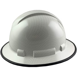 Ridgeline Full Brim Patterned Hardhat with Protective Edge with 6 Point Suspension - Shiny White Graphite Pattern