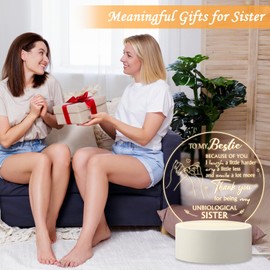 QYMCAT Sister Gifts - to My Sister Night Light, Gifts for Sister on Birthday Mothers Day Graduation, Sisters Gifts from Sister Brother, Engraved Night Lamp