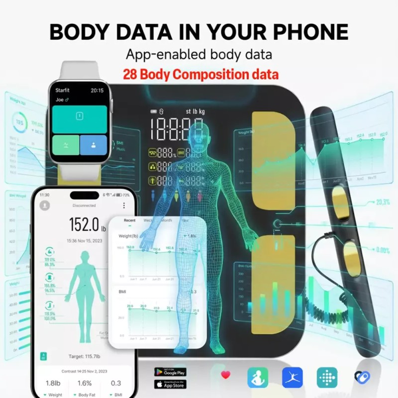 Beurer 8개의 전극이 있는 벤케 프로 맥스 스마트 바디 스케일