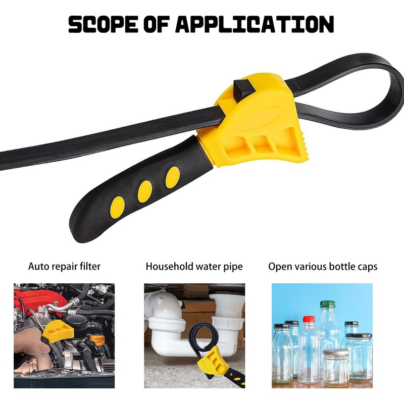 Rubber Strap Wrench, 600mm Adjustable for Plumbing & Oil Filter