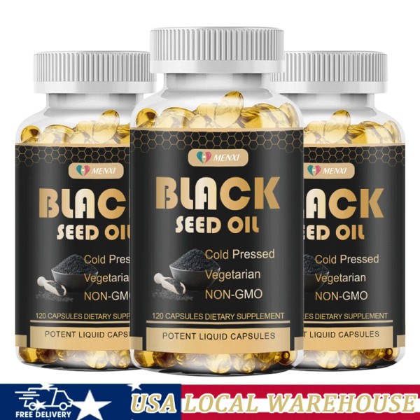 MENXI 1000mg Black Seed Oil,Premium Cold Pressed,Non-GM