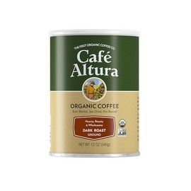 Cafe Altura Ground Organic Coffeee, Dark Roast, 12 oz Can