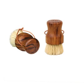 YOSHIKI YK-BRJ2 Wooden Kitchen Brush, Dishwasher, Scourer, For Frying Pans, Sisal, Brush, Cleaning, Pot, Dish Wash, Strap, Hanging, Storage, Sink, Kitchen Brush, 2 Pieces