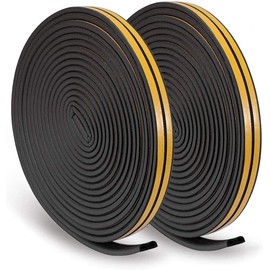 Burlete para Puertas y Ventanas 24M, Tipo D Cinta Aislante Autoadhesivo, Aislante del Frío,Burlete Bajo Puerta para Prueba de Viento Antipolvo Aislamiento Acústico y Agua (Negro)