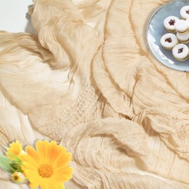 sxvblly Beige Cheesecloth Table Runner 35×120 Inch Boho Gauze Rustic Spring Easter Table Runner for Baby Shower Wedding Decorations Bridal Shower Birthday Party Tea Party Decorations(10Ft)