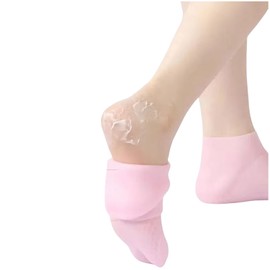 Moisturizing Silicone Heel Socks, Pink, Spa Treatment for Dry Cracked Heels
