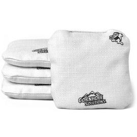 Cornhole Solutions Cornhole Bags Set of 4 – Regulation Pro Style 6x6 – Resin Filled + Tote Bag (White)