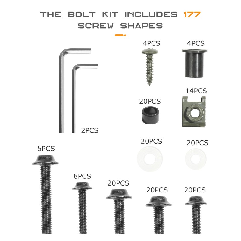 Flaconi 177PCS Motorcycle Fairing Screw Kit,Fairing Bolt Kit,Motorcycle Fairing Bolt