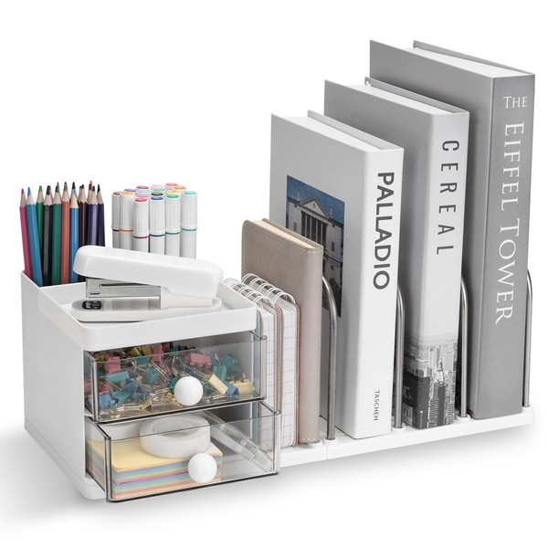 RISEMART Desk Organiser with File Holder, Versatile Desk Tidy Stationery