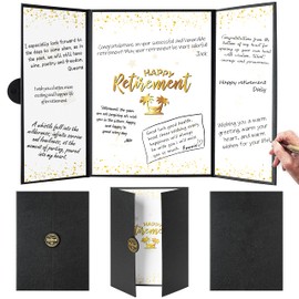WATINC Retirement Party Decorations Guest Book, Jumbo Happy Retirement Card to Sign Alternative Signature Board, Farewell Going Away Party Decor Supplies for Coworker Office Men Women (Black Gold)