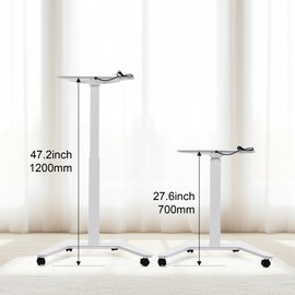 Fromann Electric Single Table Lift Desk Frame Mobile Standing 27.6in to 47.2in Height Adjustable Rolling Laptop Sit Stand Desk Base (White)