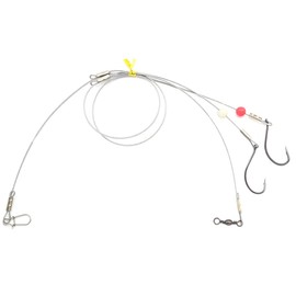 Fishing Hook Rigs with 49 Strands Steel Leaders-Saltwater Surf Fishing Tackle Kit Heavy Duty Hooks (18#, 2 Hooks Rig)