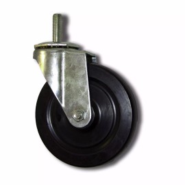 Cass Hudson 5" Swivel Casters w/ Rubber Wheel & 1/2"x1-1/2" Threaded Stem - 4 PK; 2 w/ Brake